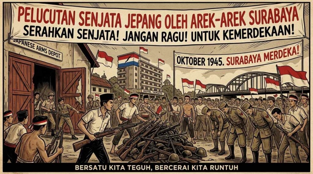 [VIDEO] Pelucutan Senjata Tentara Jepang di Surabaya Tahun 1945